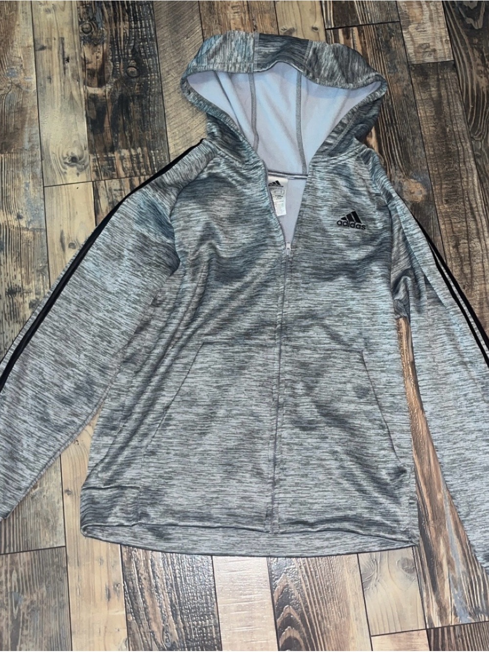 adidas Grey Heather Kids' Hooded Full-Zip Jacket